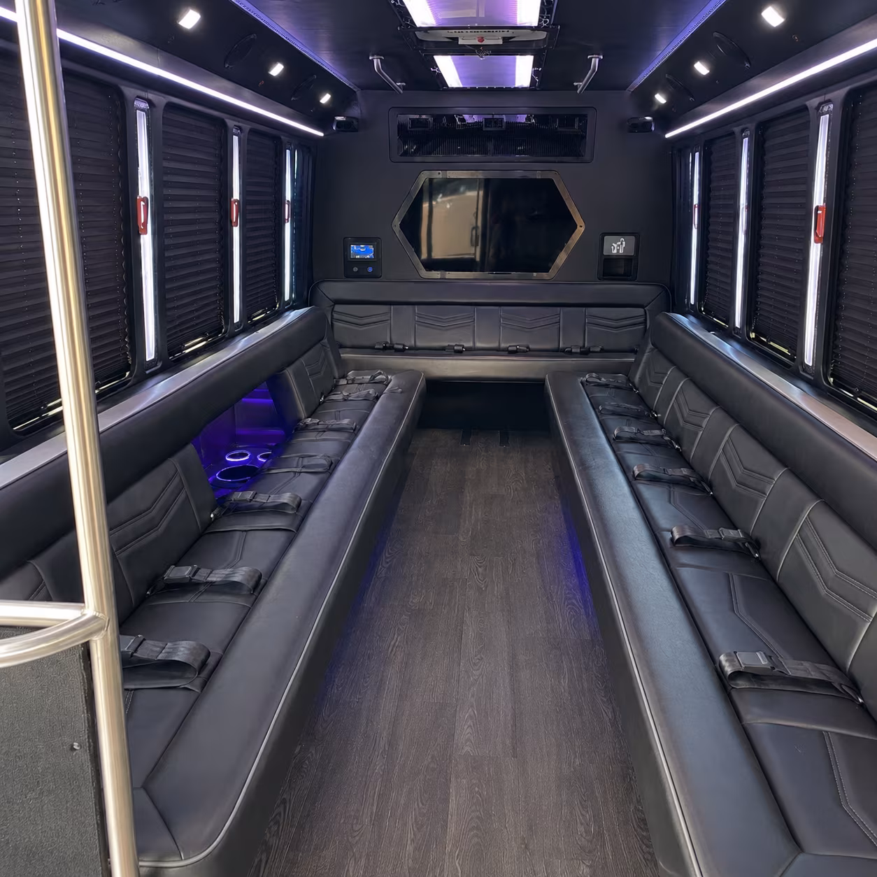 aventura 18 passenger party bus interior