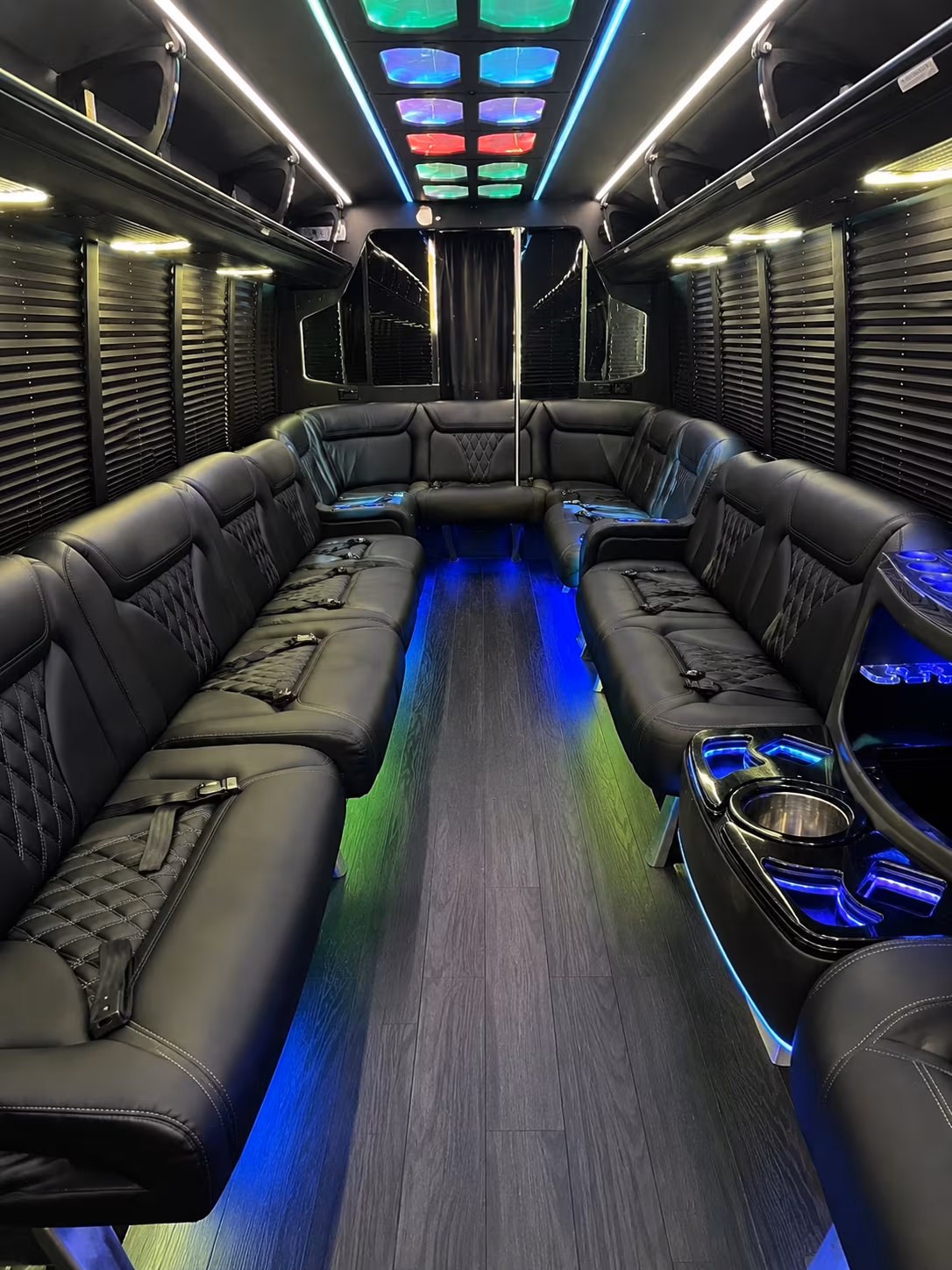 aventura 20 passenger party bus interior