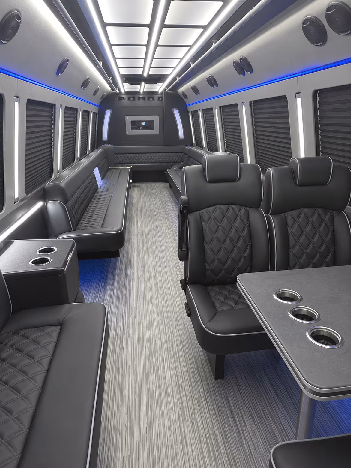 aventura 25 passenger party bus inside