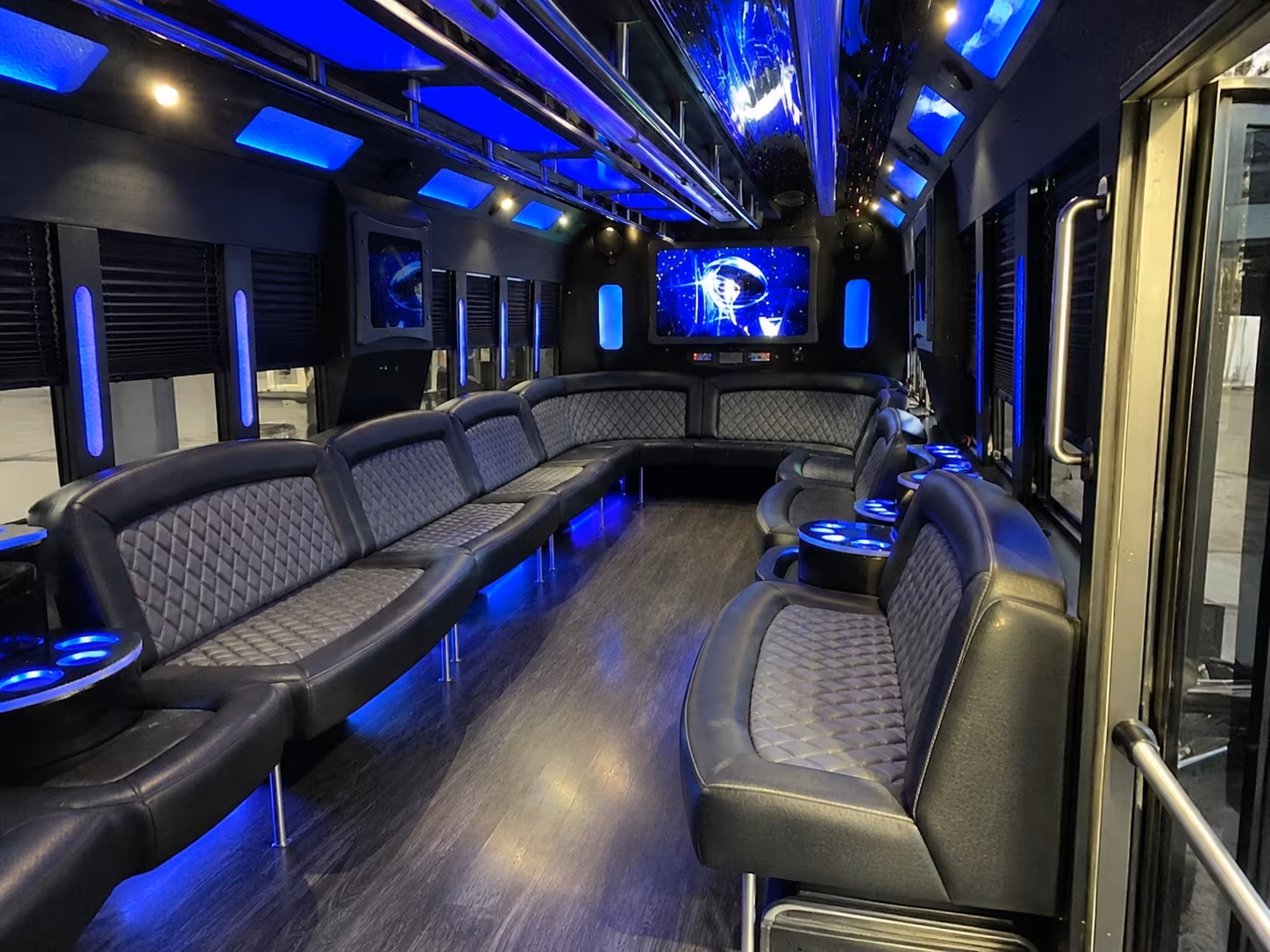 aventura 28 passenger party bus interior