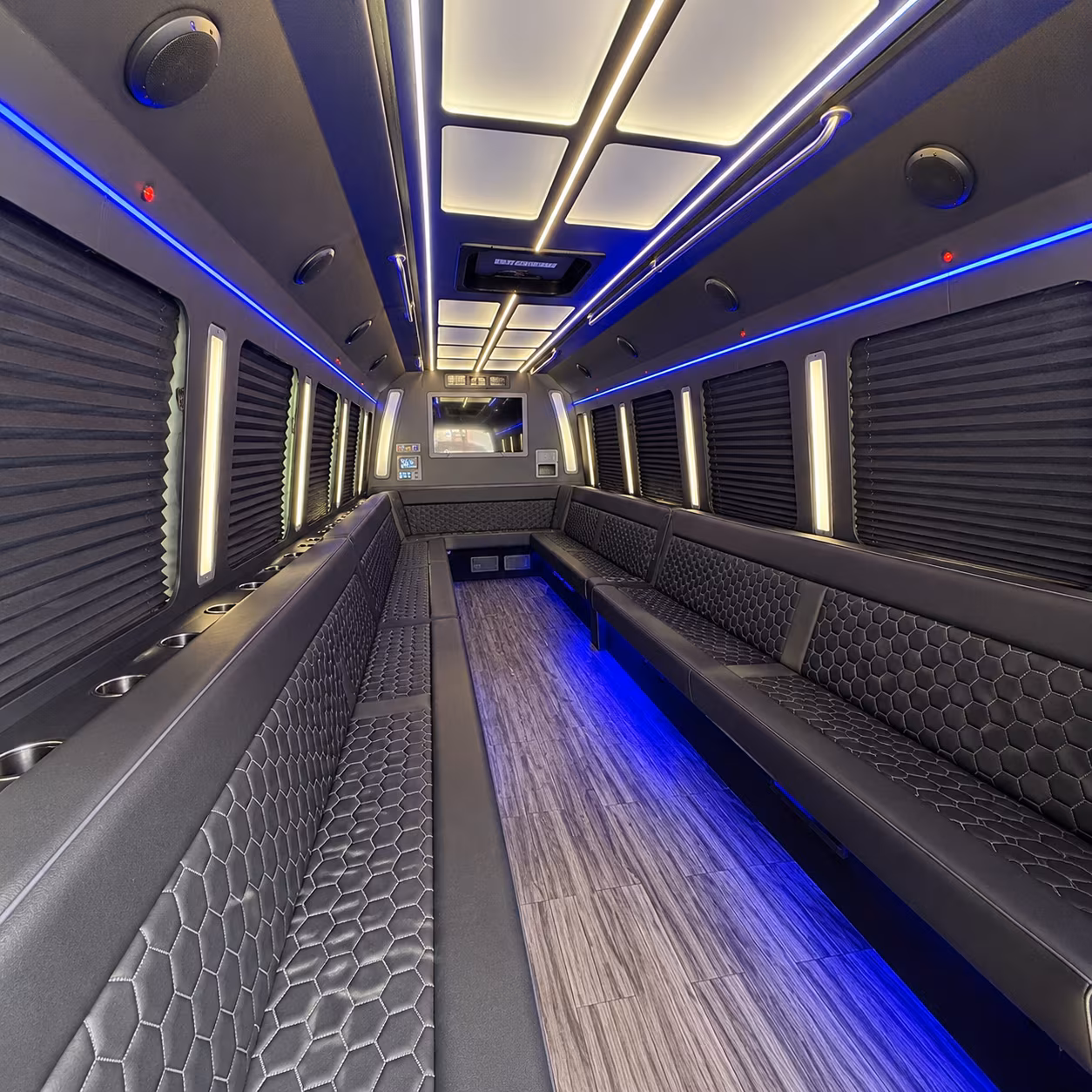 aventura 30 passenger party bus interior