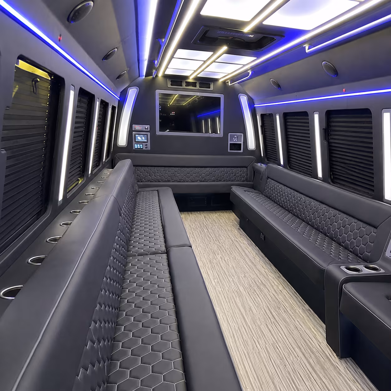 aventura 40 passenger party bus inside