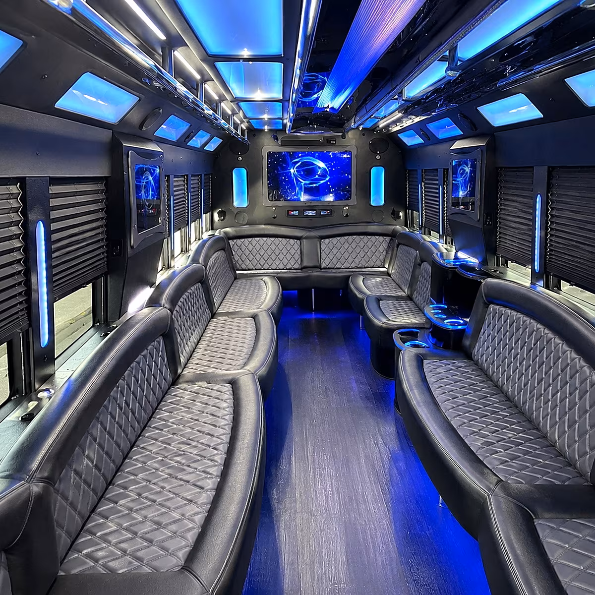 aventura 50 passenger party bus interior