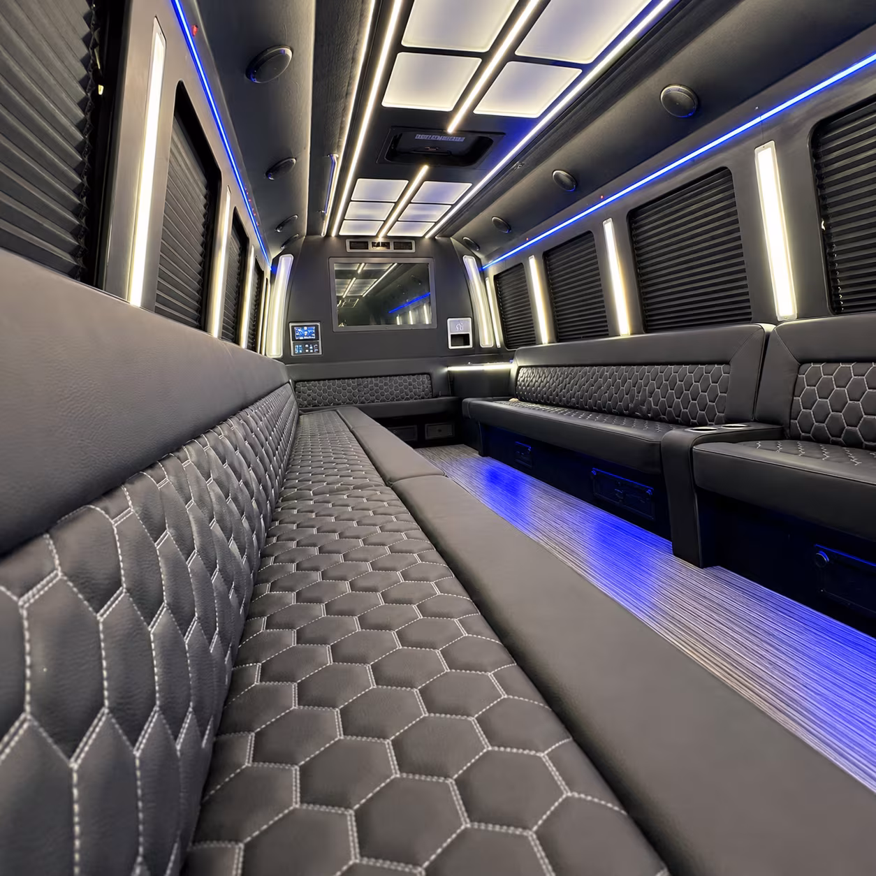 aventura party bus rental interior